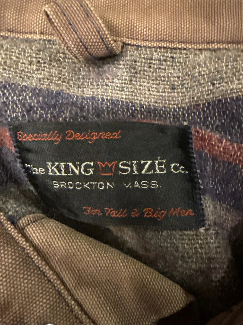 Vintage 60s 70s The King Size Co. Canvas Chore Coat Blanket Lined Mens XXL Brown